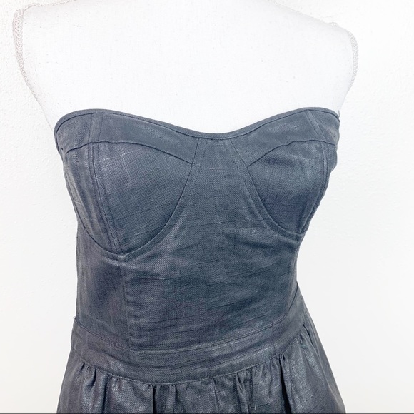 Jenny Han Coated Strapless Molded Cup Linen Blend Bodice Dress Women’s Small - Picture 2 of 8